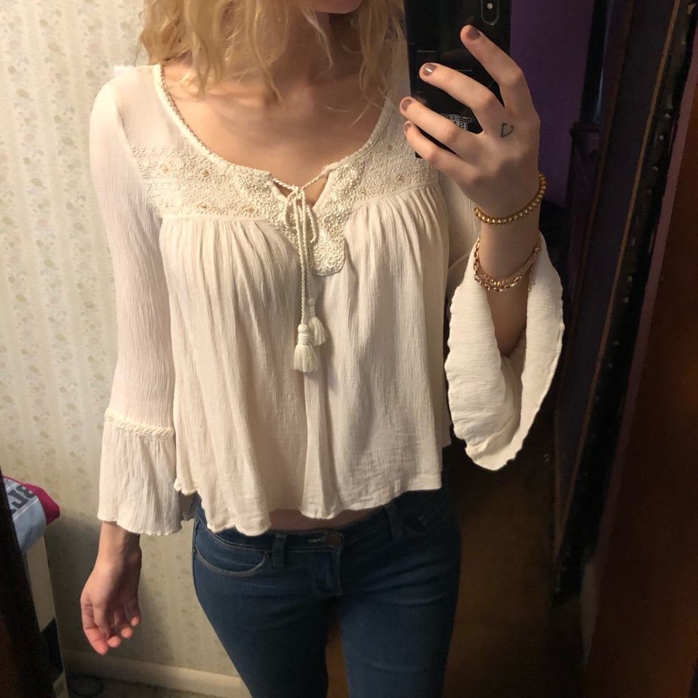 Bell Sleeve Cream Top